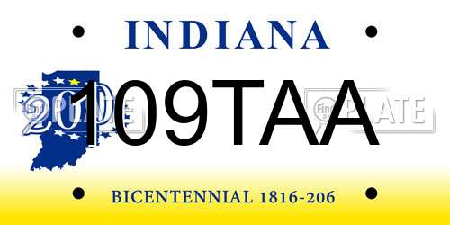 109TAA Indiana License Plate