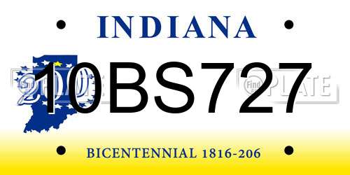 10BS727 Indiana License Plate