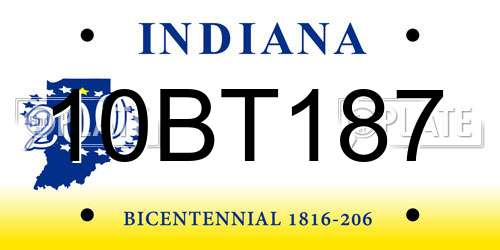 10BT187 Indiana License Plate