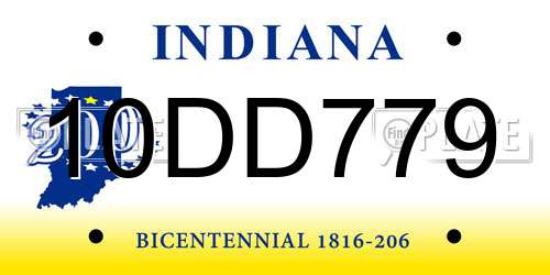 10DD779 Indiana License Plate