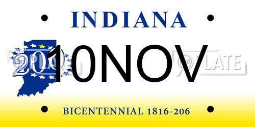 10NOV Indiana License Plate