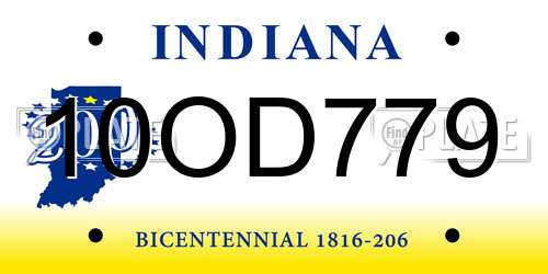 10OD779 Indiana License Plate