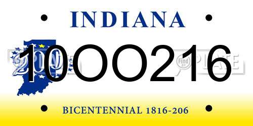 10OO216 Indiana License Plate