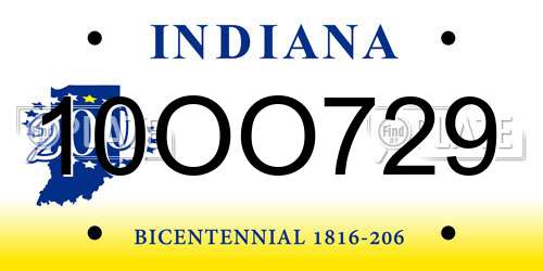 10OO729 Indiana License Plate
