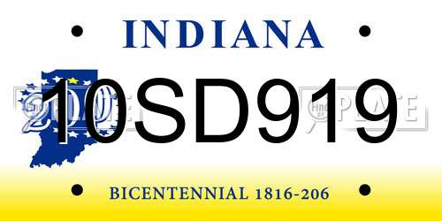 10SD919 Indiana License Plate
