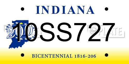 10SS727 Indiana License Plate