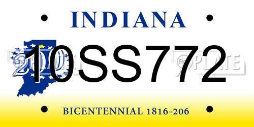 10SS772 Indiana License Plate