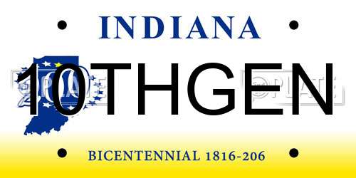 10THGEN Indiana License Plate