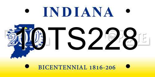 10TS228 Indiana License Plate