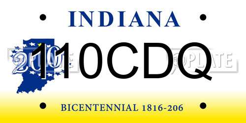 110CDQ Indiana License Plate