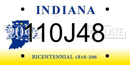 110J48 Indiana License Plate