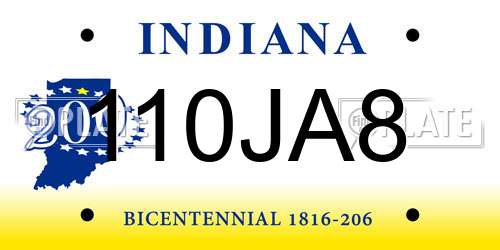110JA8 Indiana License Plate
