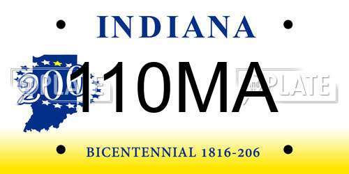 110MA Indiana License Plate