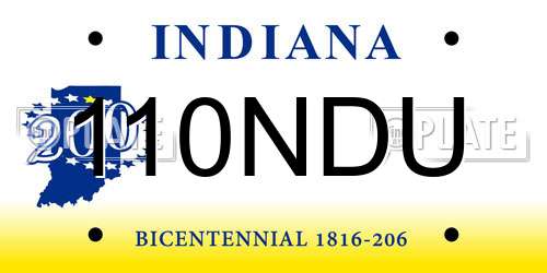 110NDU Indiana License Plate