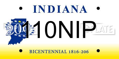 110NIP Indiana License Plate