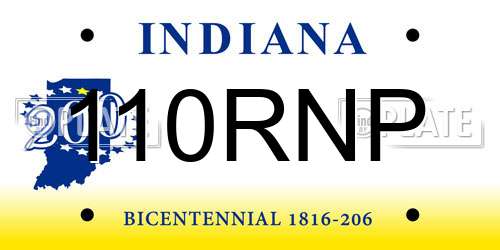 110RNP Indiana License Plate