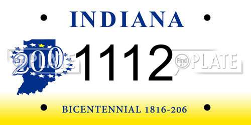 1112 Indiana License Plate