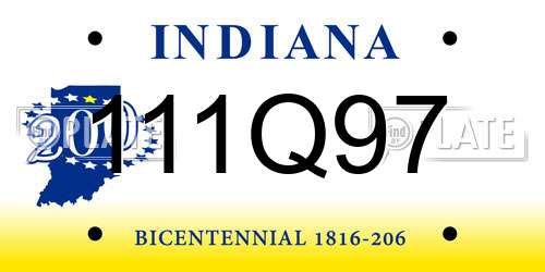 111Q97 Indiana License Plate