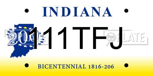 111TFJ Indiana License Plate