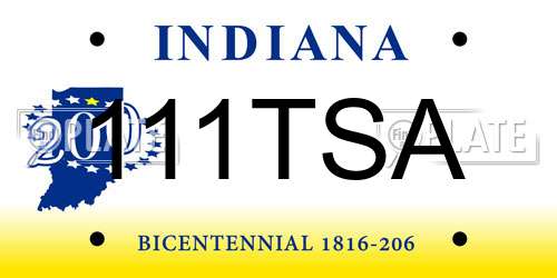 111TSA Indiana License Plate