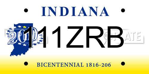 111ZRB Indiana License Plate