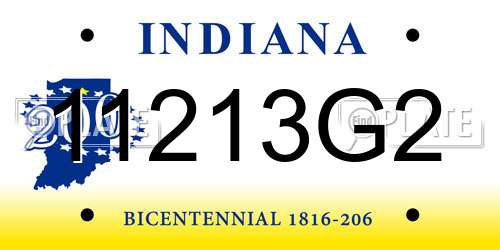 11213G2 Indiana License Plate