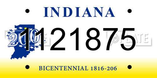 1121875 Indiana License Plate