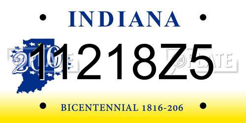 11218Z5 Indiana License Plate