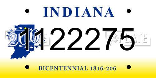 1122275 Indiana License Plate