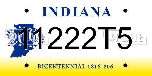 11222T5 Indiana License Plate