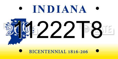 11222T8 Indiana License Plate
