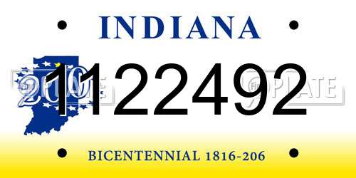 1122492 Indiana License Plate