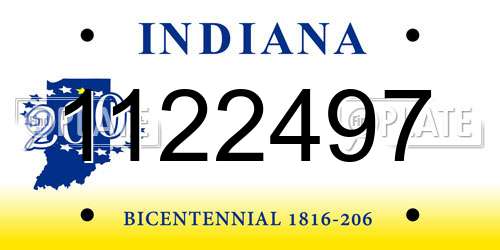 1122497 Indiana License Plate