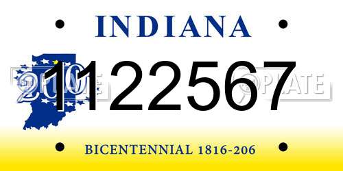 1122567 Indiana License Plate