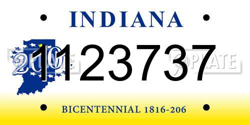 1123737 Indiana License Plate