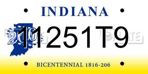 11251T9 Indiana License Plate