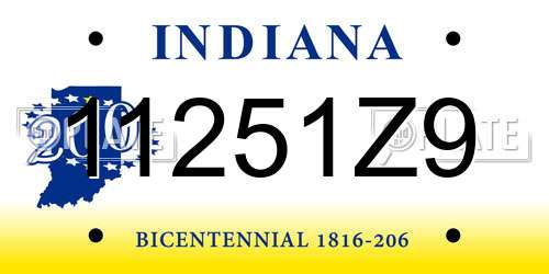 11251Z9 Indiana License Plate