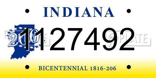 1127492 Indiana License Plate