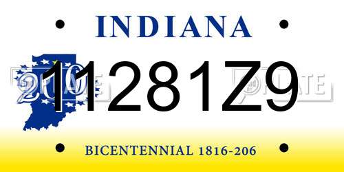 11281Z9 Indiana License Plate