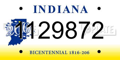 1129872 Indiana License Plate