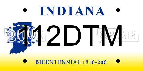112DTM Indiana License Plate