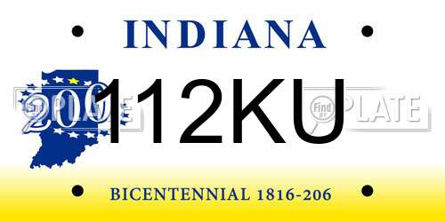112KU Indiana License Plate