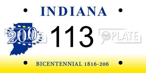 113 Indiana License Plate