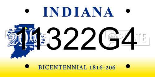 11322G4 Indiana License Plate
