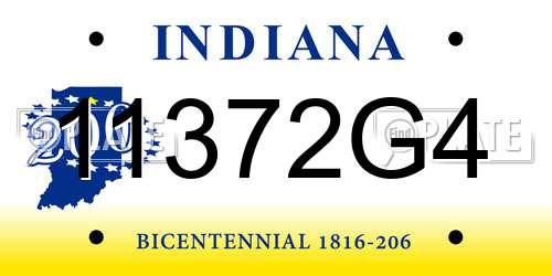 11372G4 Indiana License Plate