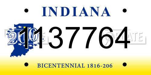 1137764 Indiana License Plate