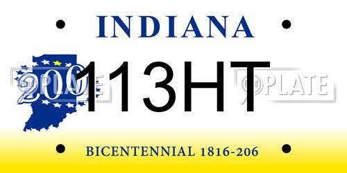 113HT Indiana License Plate