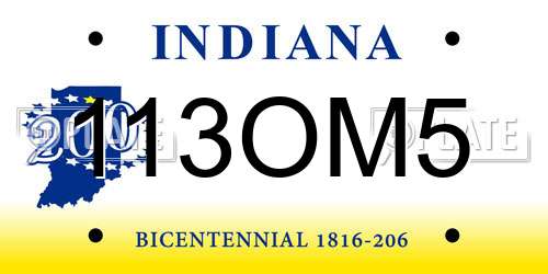 113OM5 Indiana License Plate