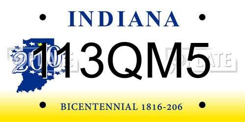 113QM5 Indiana License Plate