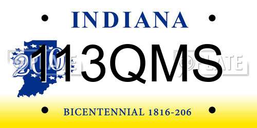 113QMS Indiana License Plate